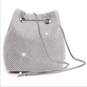 Silver Rhinestones Bucket Bag/Crossbody Bag